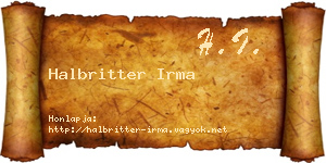 Halbritter Irma névjegykártya