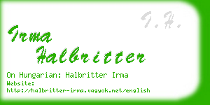 irma halbritter business card